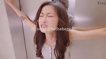 Asian Beauty Gets Trapped In Elevator And Has Intense Sex With Creampie